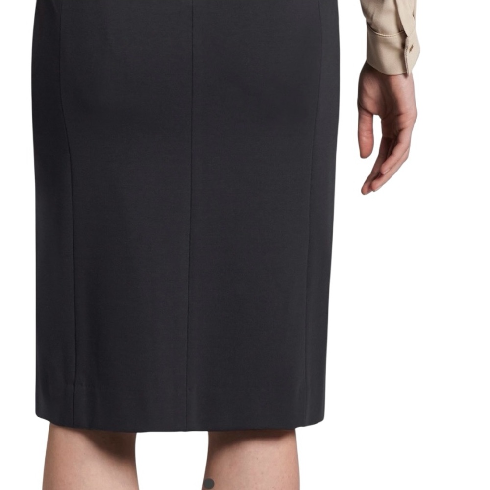 MM LaFleur Green Point Skirt Dark Charcoal Knit Front Vent Pencil Skirt Women 12 - Picture 3 of 10